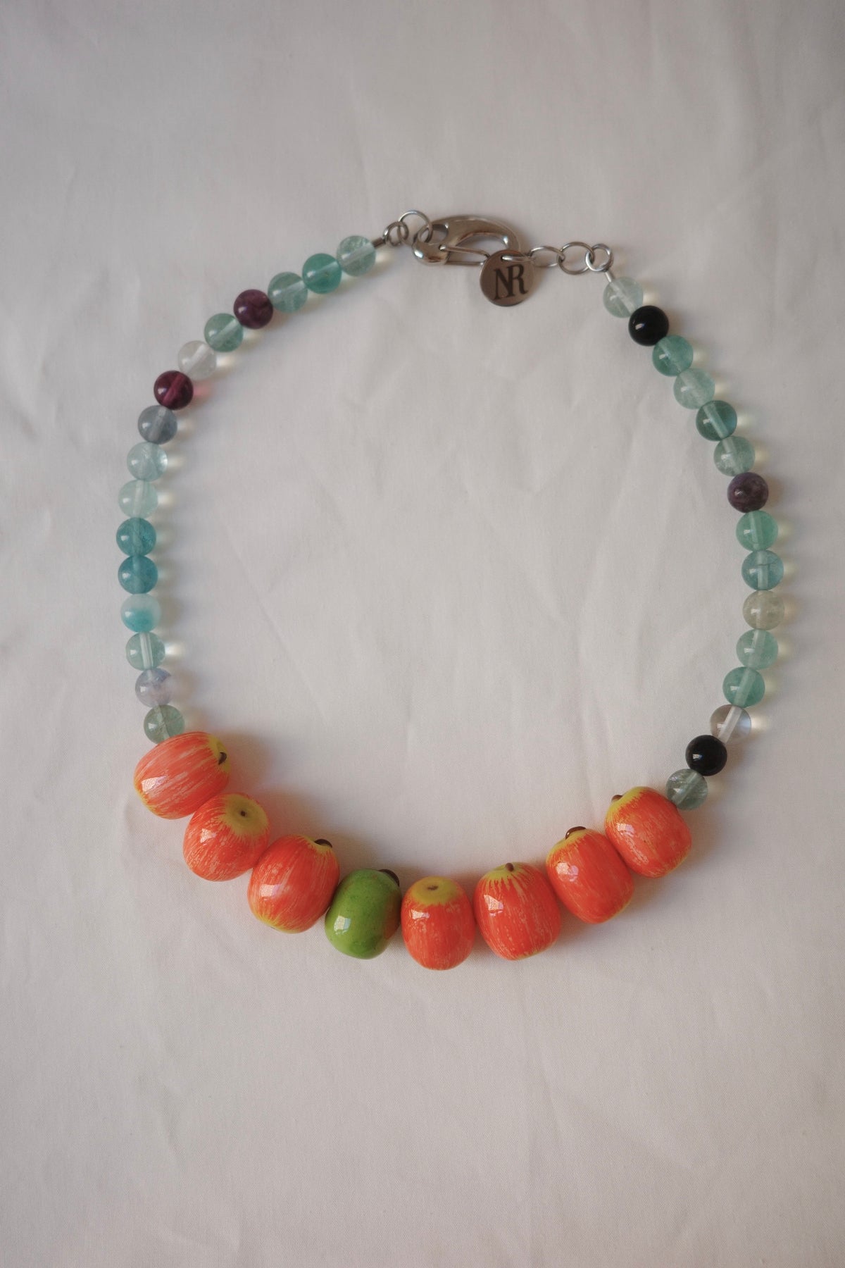 Green Apple Intruder necklace in Soft Green with prehnite beads